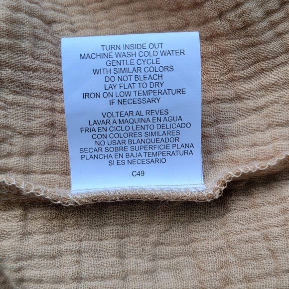 NWT Luxology Taupe Cotton Gauze Dress XL | Coastal Neutral V Neck Boho - Picture 13 of 13